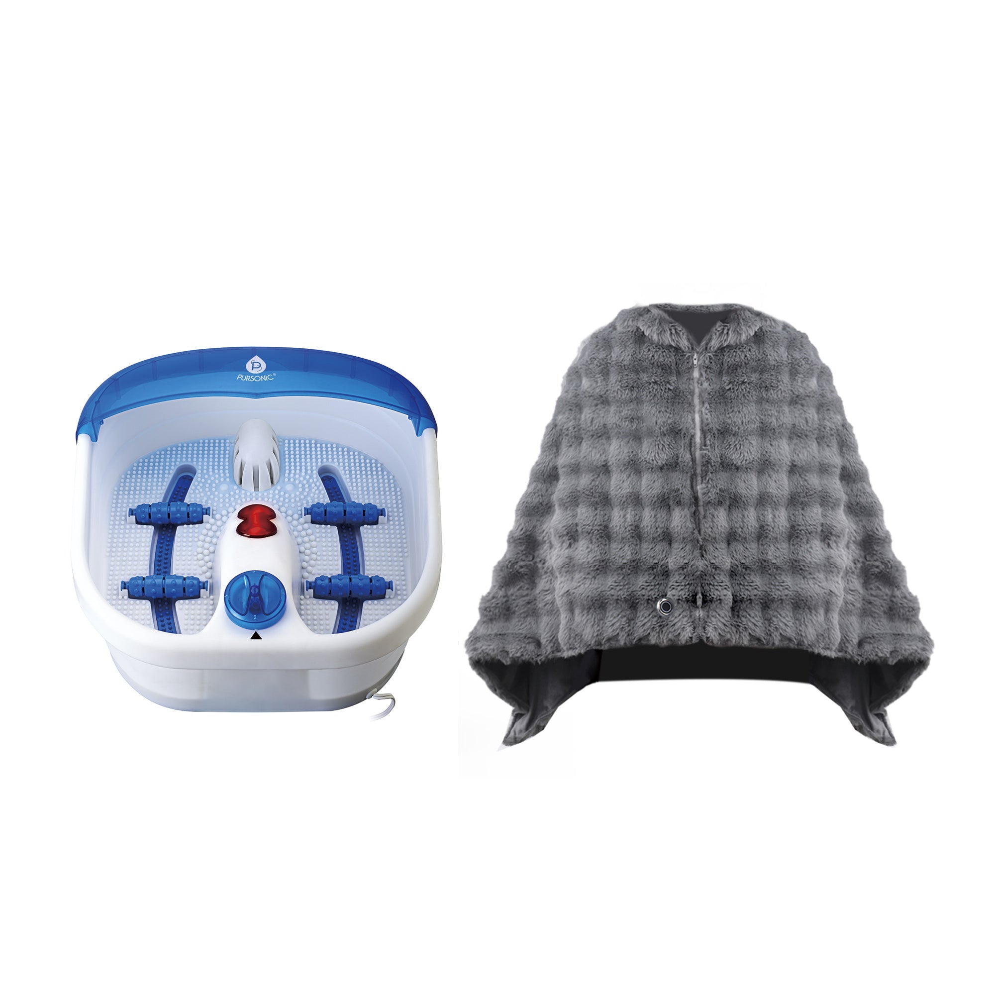 Electric Heated Poncho Shawl & Heated Vibrating Foot Spa Set-0