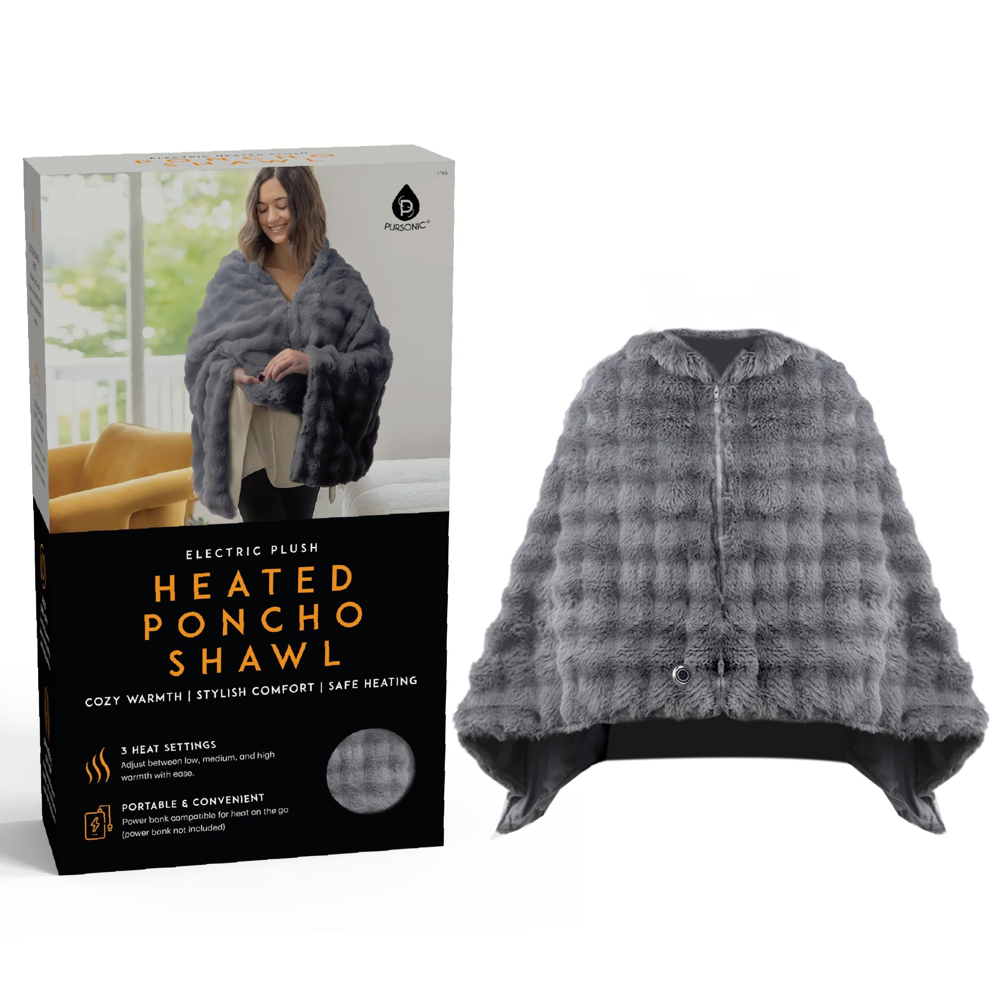 Electric Heated Poncho Shawl & Heated Vibrating Foot Spa Set-4