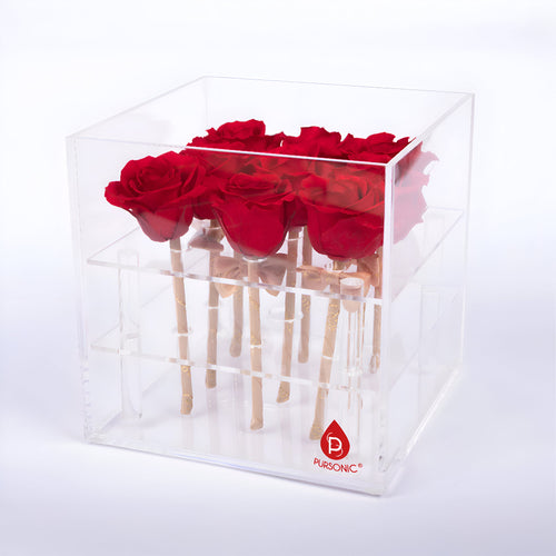 9 Preserved Roses in Acrylic Box: 100% Real Natural Roses That Last Over 1 Year-1