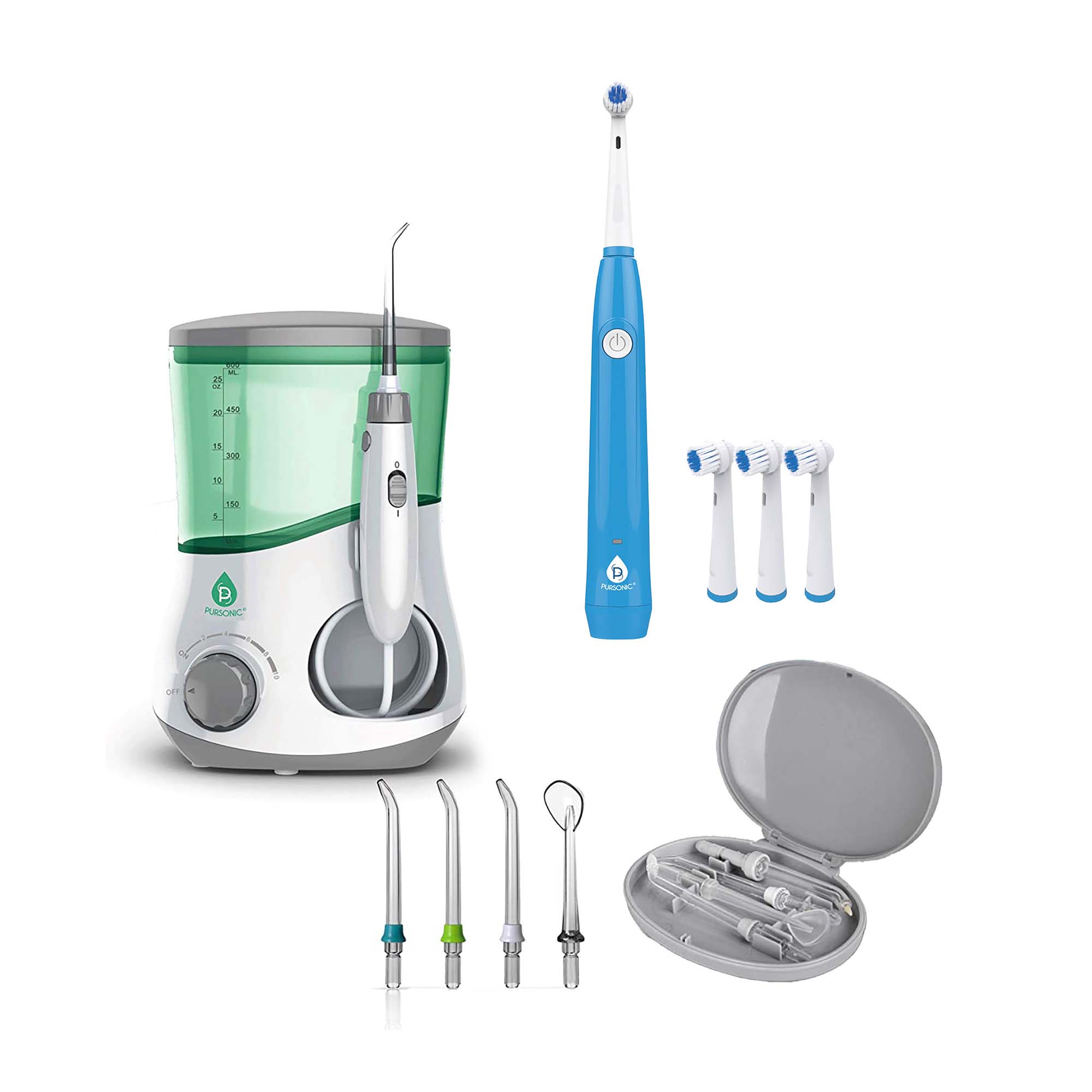 Pursonic Smile Pro Bundle: Professional Oral Irrigator + USB Rechargeable Rotary Toothbrush-0