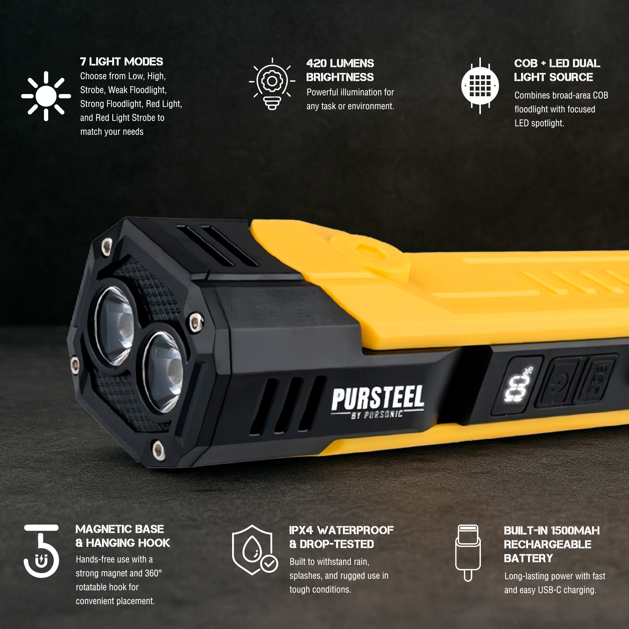 All-in-One Home Project Powerhouse: Pursonic 21V Cordless Drill, Handy Solutions 39-Piece Tool Kit, and Ultra Bright Flashlight-2