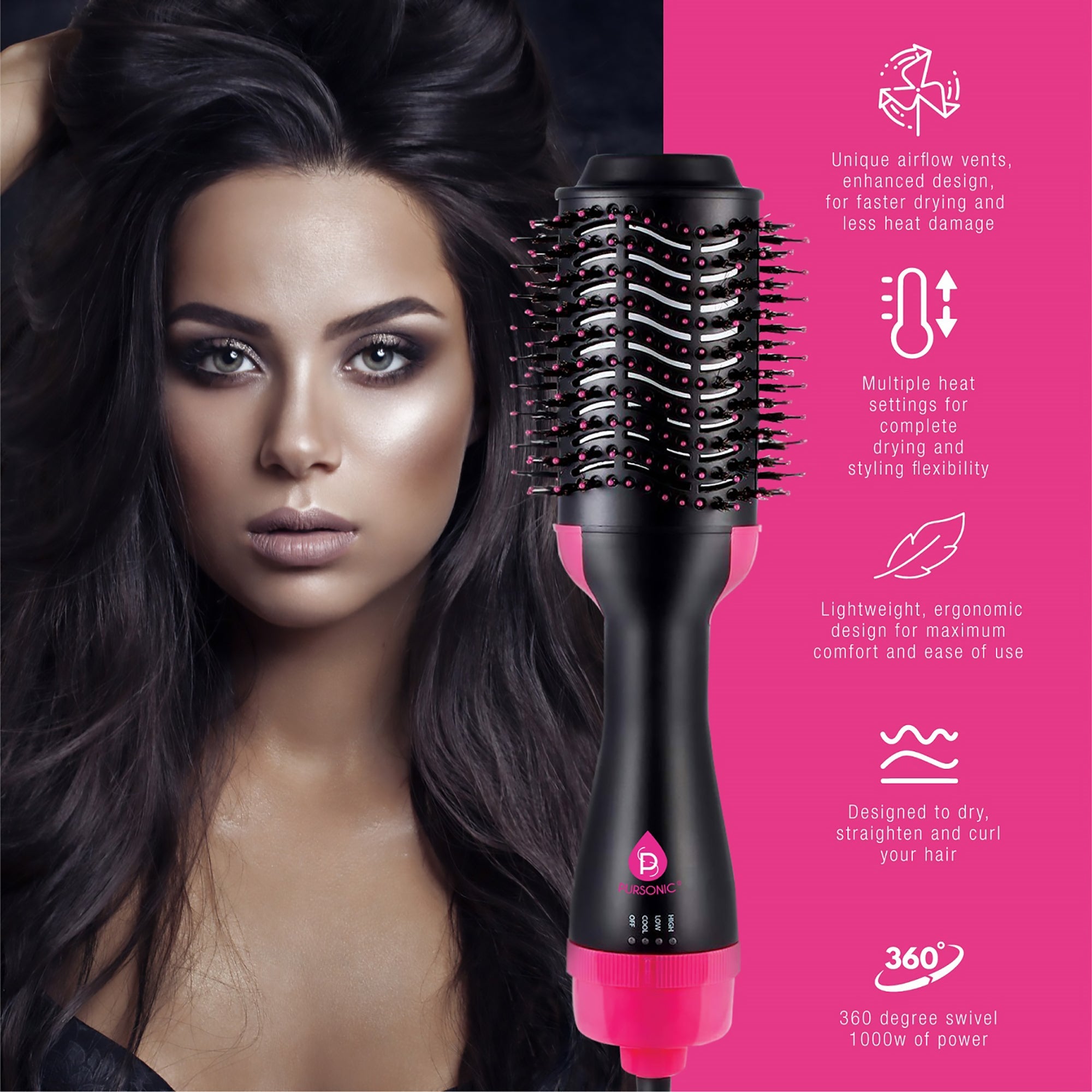 Professional Hair Styling Trio: Triple Barrel Curler, One-Step Volumizer & Flat Iron Duo Pack-4