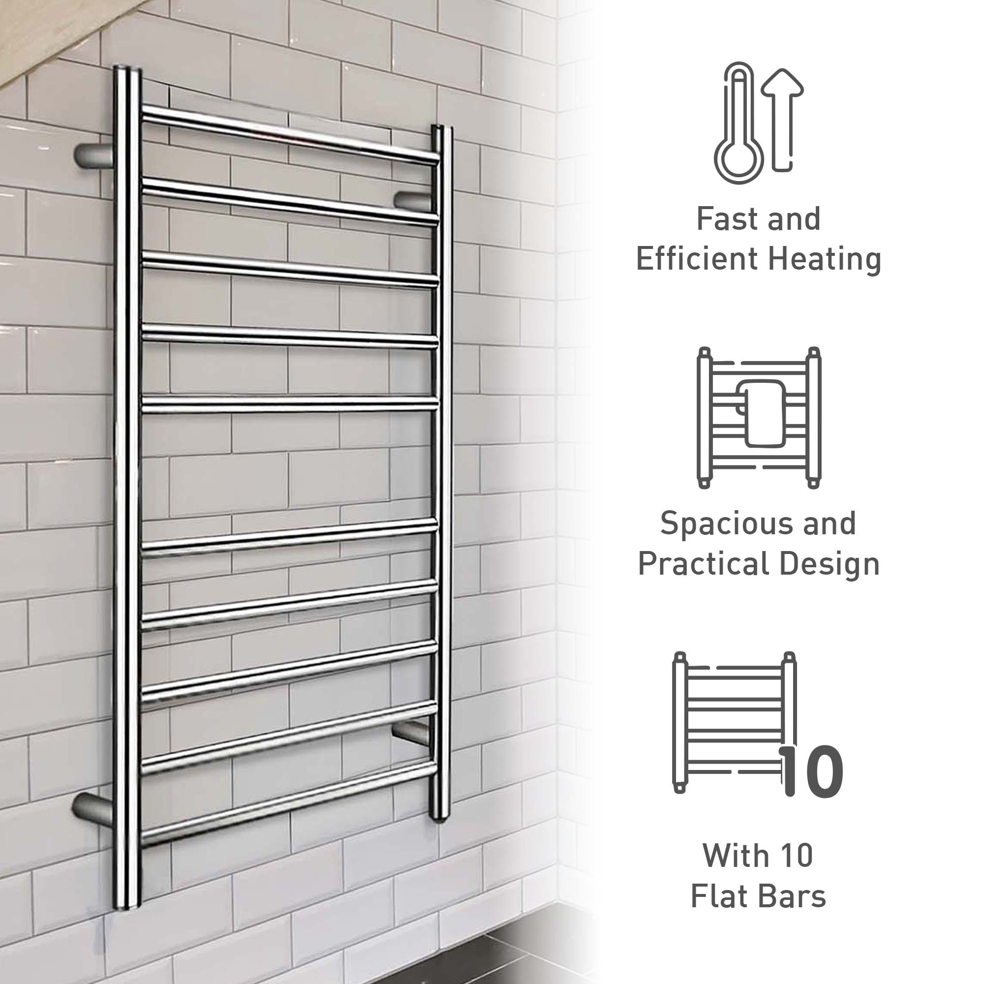 10 bar Stainless Steel Wall Mounted Electric Towel Warmer-1