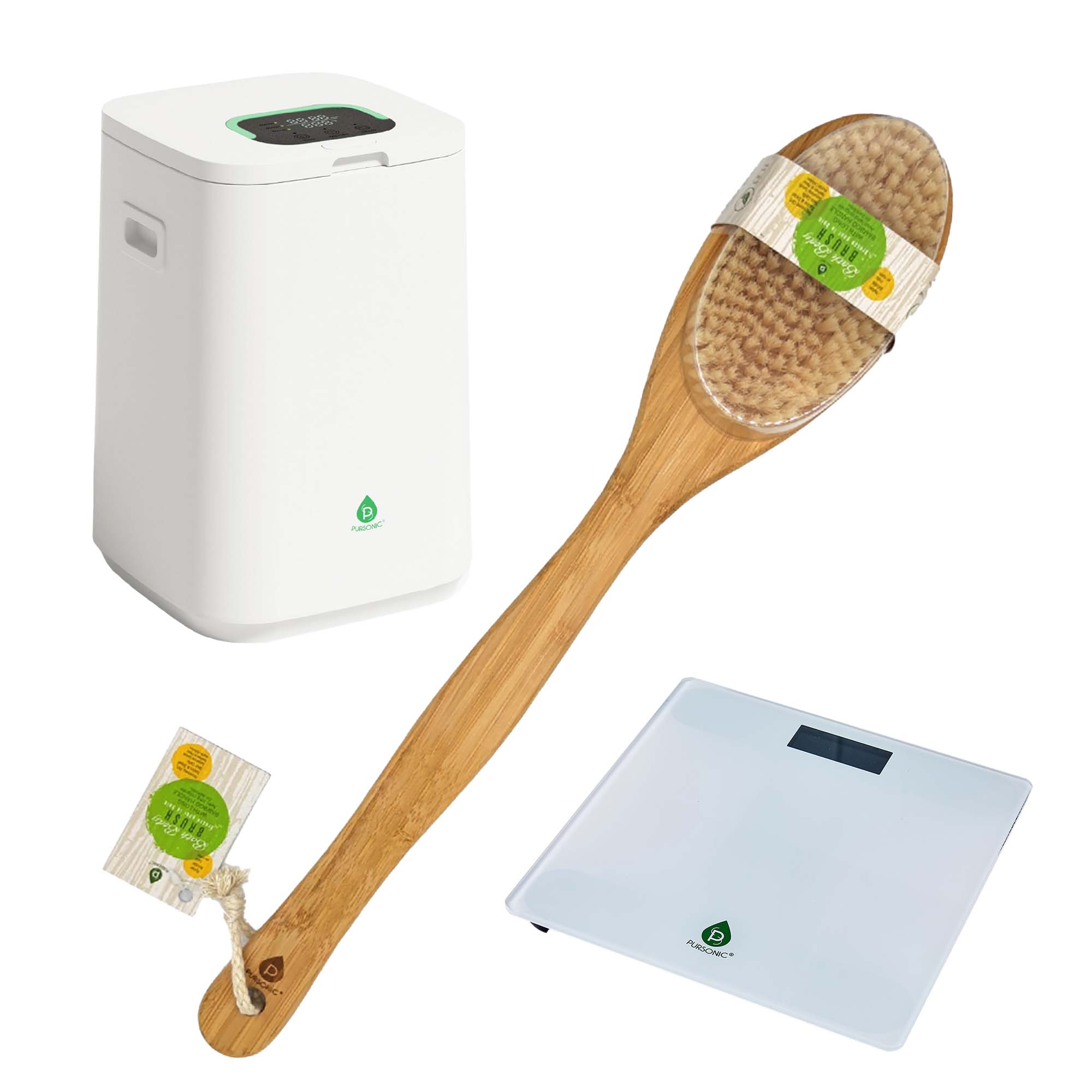 Bathroom Essential Set: Luxury Towel Warmer Bucket, Digital Scale, and Bamboo Bath Body Brush-0
